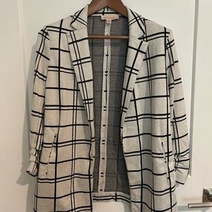 Philosophy Black and White Blazer with Windowpane Check - Size M